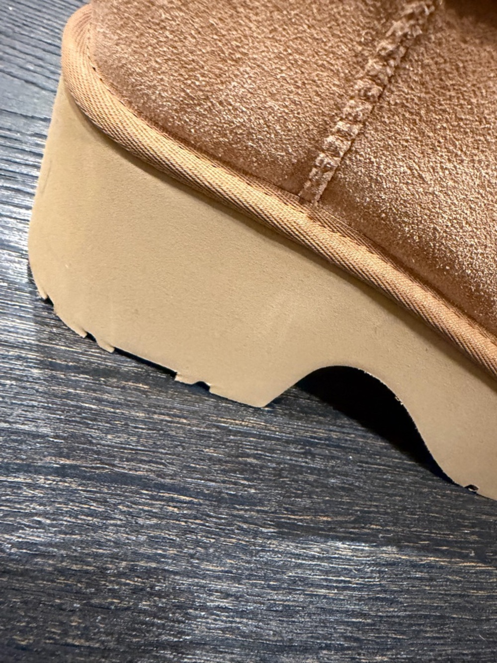UGG Classic Twin Seam New Heights Chestnut Suede Platform Boots Size US 8 - Picture 3 of 10